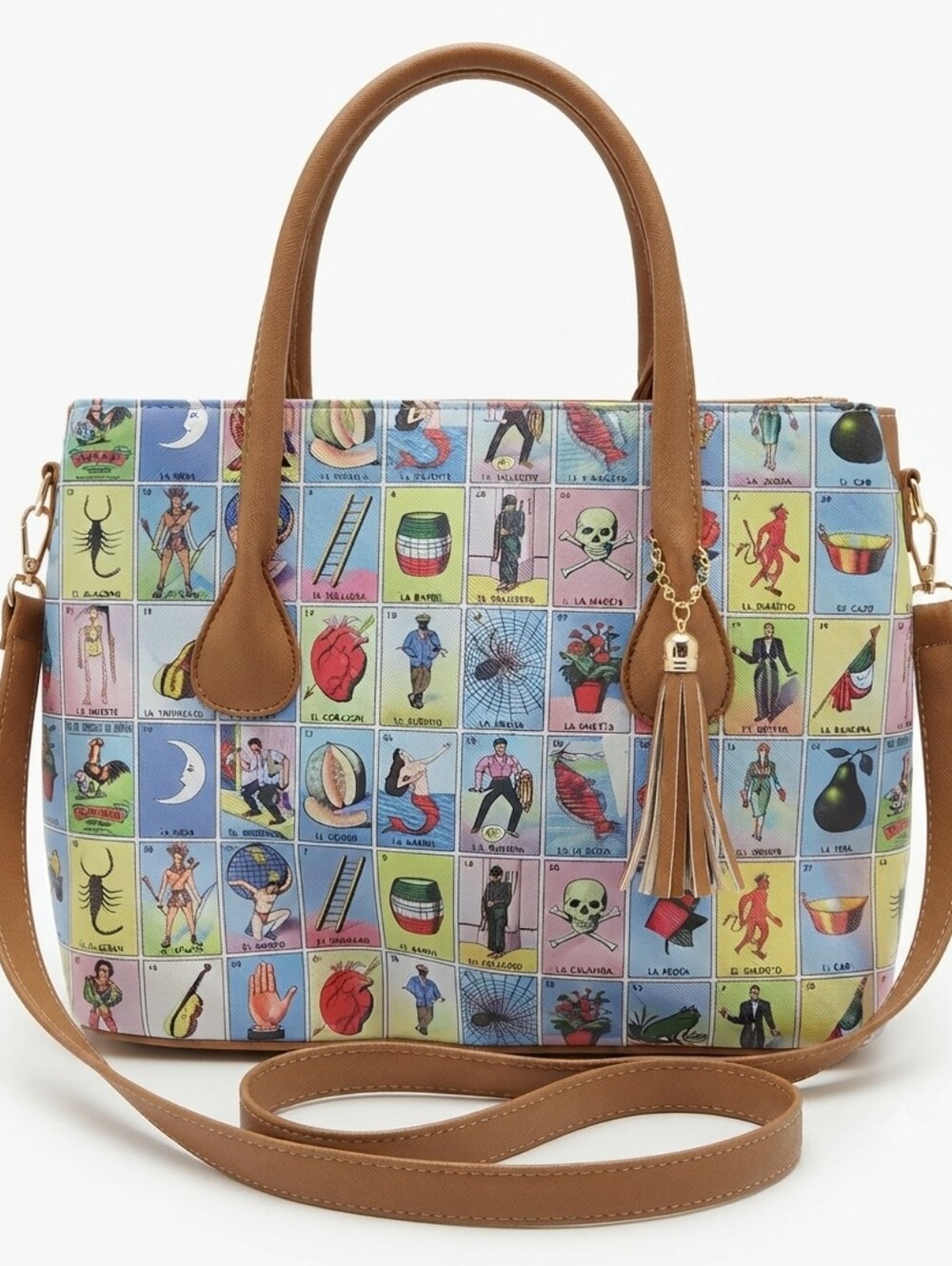 NWT Mexican Loteria Print Satchel Handbag